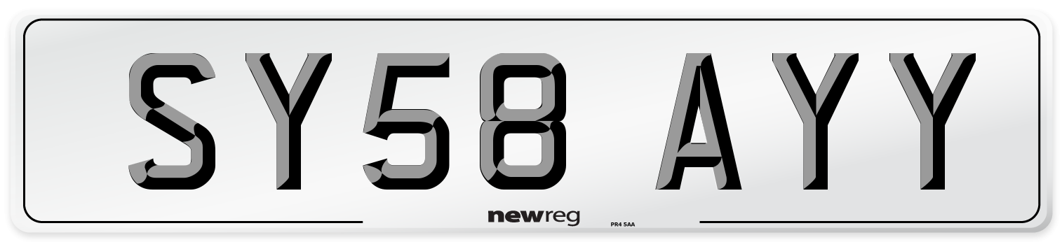 SY58 AYY Number Plate from New Reg
